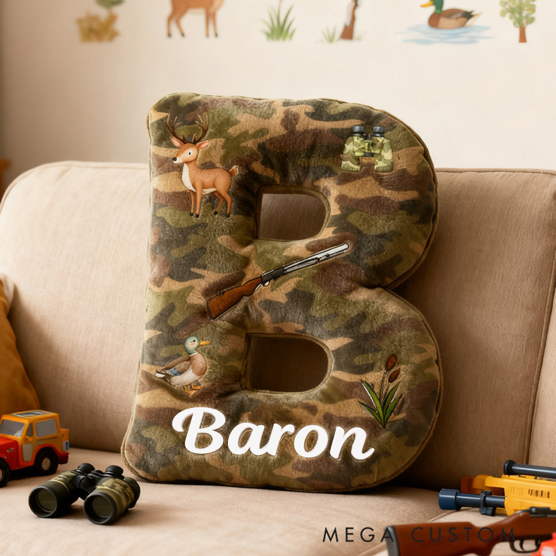 Personalized Hunting Kid Pillow Camouflage Hunting Themed Pillow Gifts for Kid Outdoor Hunting Enthusiasts