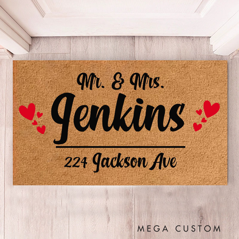Personalized Couple Doormat Custom Mr and Mrs Doormat Durable Coir Welcome Mat for New Home Entryway Romantic Housewarming Gift for Couples