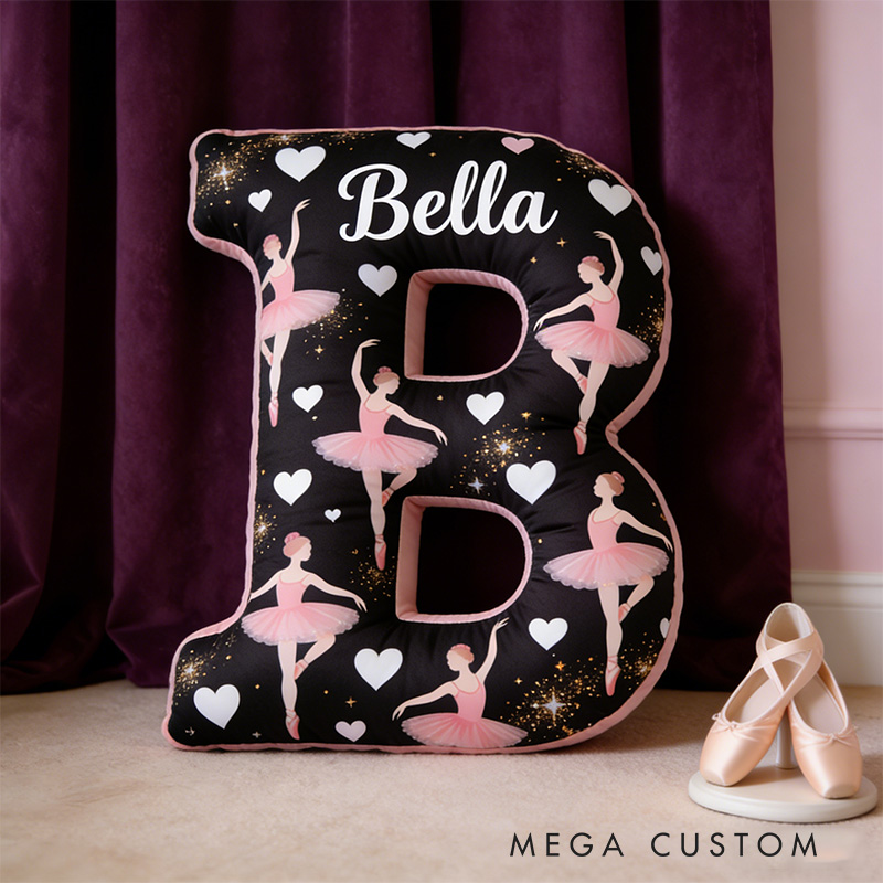 Personalized Graphic 3D Starry Ballet Alphabet Shaped Pillow for Dance Lovers Initial Pillow Christmas Gift for Kids