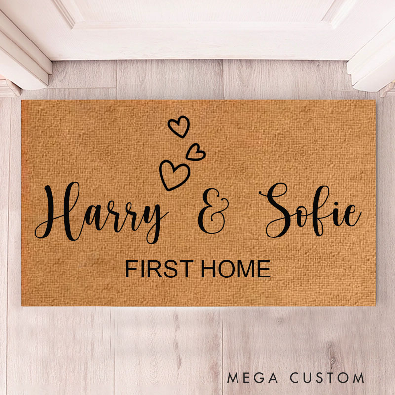 Personalized Couple Door Mat Personalised Front Door Mat Custom Printed First Home Couple's Gift First Home