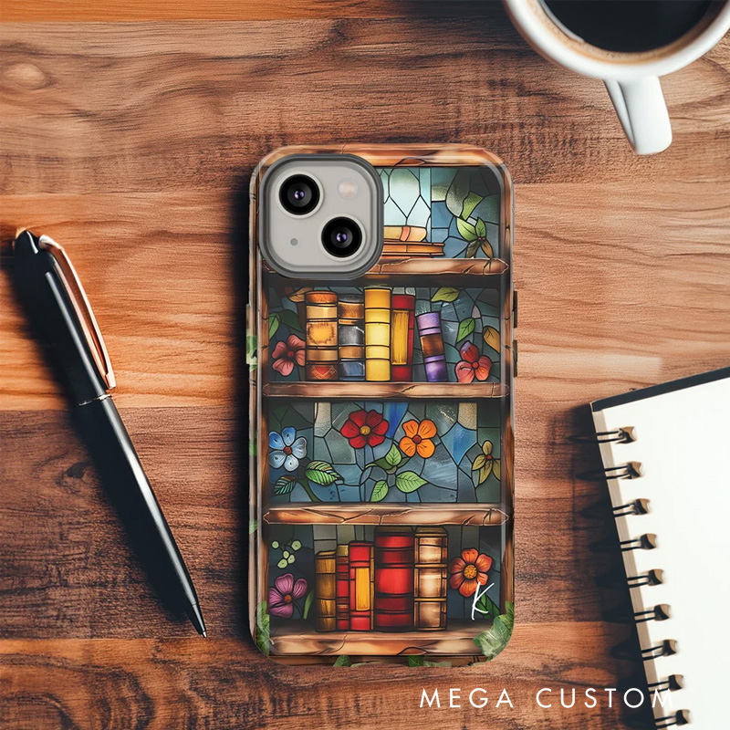 Personalized Floral Book Phone Case Book Lovers Phone Case with Initial or Name for Book Lovers Bookworms Readers Bookish