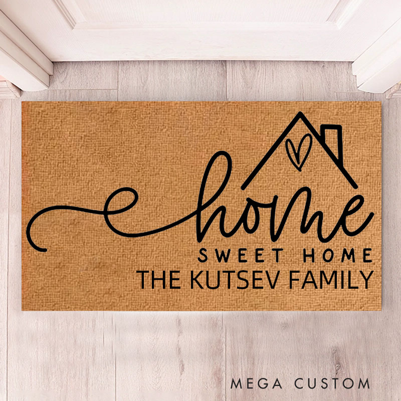 Personalized Home Sweet Home Doormat Durable Coir Welcome Mat for New Home Entryway Decorative Housewarming Gift for Families and Couples