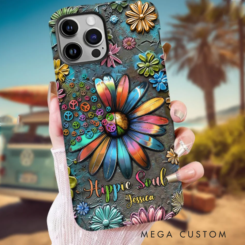 Personalized Hippie Full Print Phone Case Hippie Gifts Colorful Hippie Phone Case Bohemian Phone Case