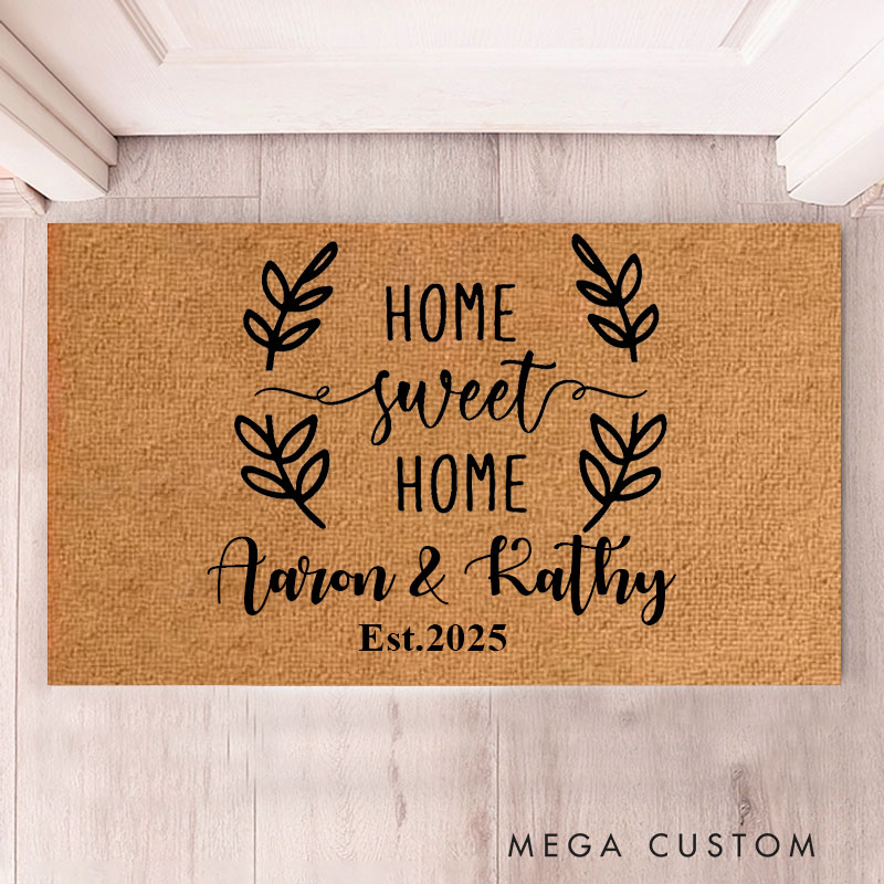 Personalized Home Sweet Home Doormat Custom Durable Coir Welcome Mat for New Home Entryway Decorative Housewarming Gift for Families and Couples