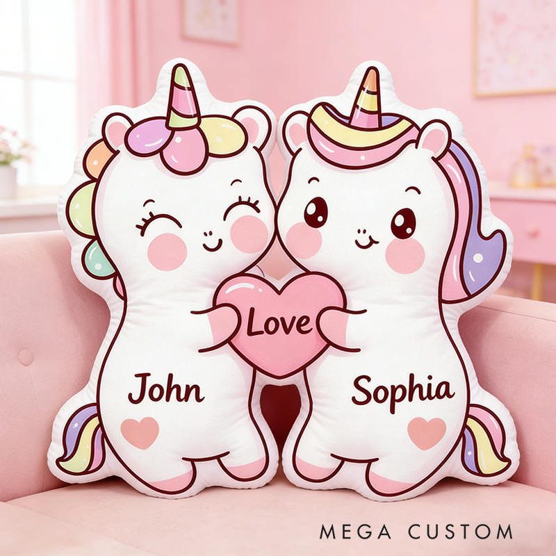 Personalized Valentine's Day Gift Couple Pillow Custom Names Soft Decorative Graphic 3D Print Pillow for Her