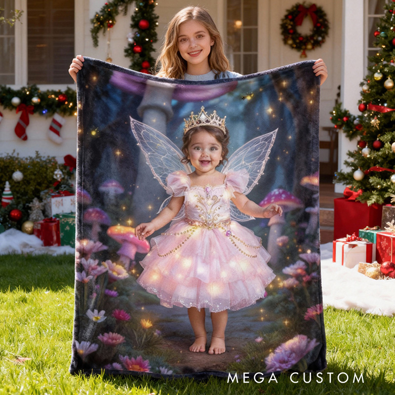 Personalized Lovely Sparkling Wings Custom Photo Throw Blanket Ideal For Children Blanket