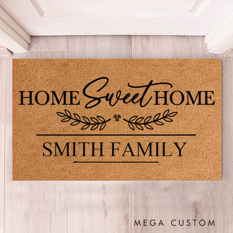 Personalized Home Sweet Home Doormat Custom Family Design Durable Coir Welcome Mat for New Home Entryway Thoughtful Housewarming Gift for Families