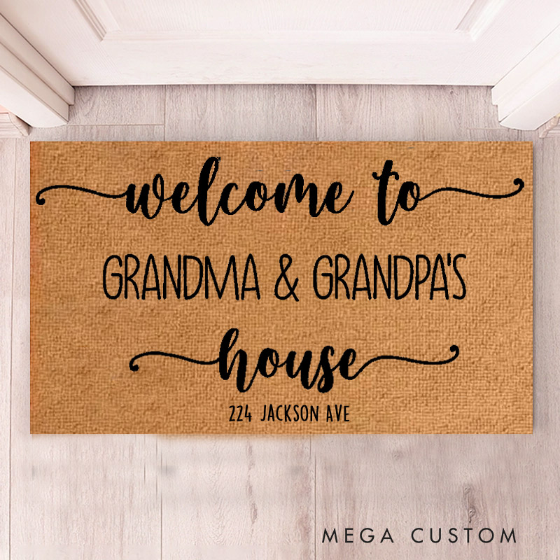 Personalized Welcome Doormat Custom Coir Mat with Name Indoor Outdoor Mat for Grandparent Housewarming New Home Gift 
