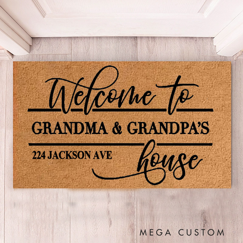 Personalized Welcome Doormat Custom Coir Mat with Name Indoor Outdoor Mat for Grandparent Housewarming New Home Gift 