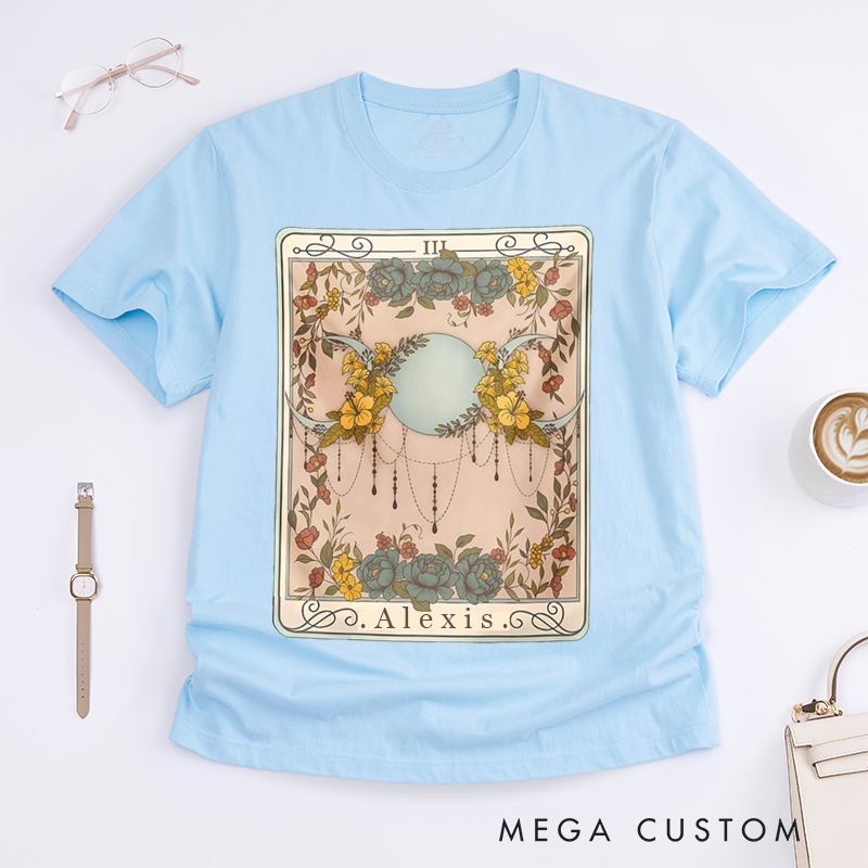 Personalized Tarot Lovers Classic T-Shirts Triple Moon Tarot Card Oversized T-Shirt Mystical Moon Phase Shirt Witchy Clothing