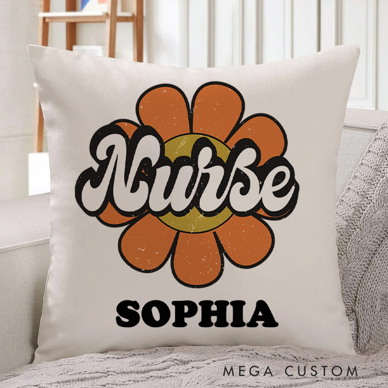 Personalized Throw Pillow for Nurse Nurse in Full Flower Design Nurse Appreciation Gifts