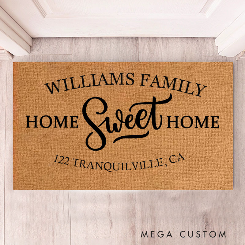 Personalized Home Sweet Home Doormat Custom Family Doormat Durable Coir Welcome Mat for New Home Entryway Perfect Housewarming Gift