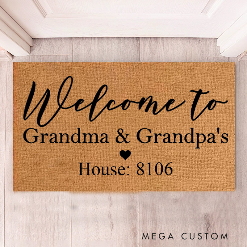 Personalized Welcome Doormat Custom Coir Mat with Name Indoor Outdoor Mat for Grandparent Housewarming New Home Gift 