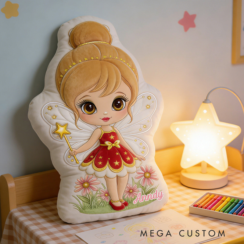 Personalized Fairy Throw Pillow Graphic 3D Print Garden Fairy Pillow with Name for Girl Boy Kids Valentine's Day Gifts Loving Room Decor