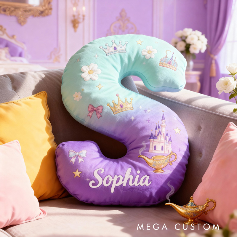 Personalized Graphic 3D Print Cartoon Little Wish Tale Alphabet Shaped Pillow for Cartoon Lovers Initial Pillow Christmas Gift for Kids