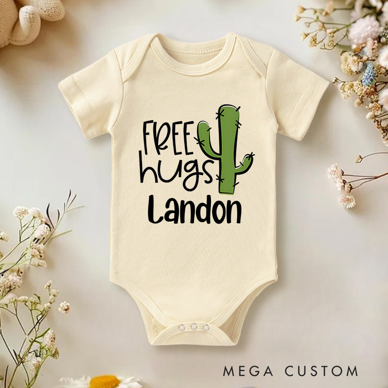 Personalized Cactus Free Hugs Baby Onesie Newborn Gift