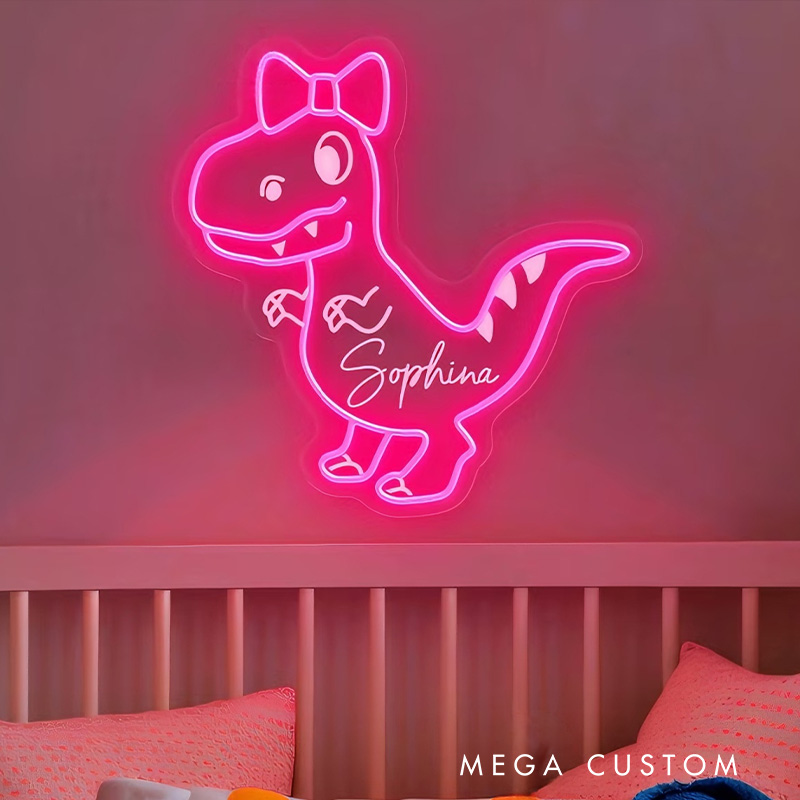 Personalized Fun Cartoon Dinosaur Outline Name Lamp Ideal For Nursery Decoration Neon Sign