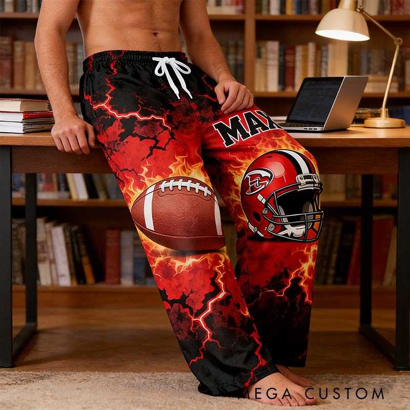 Personalized American Football Lounge Pants with Custom Name Design