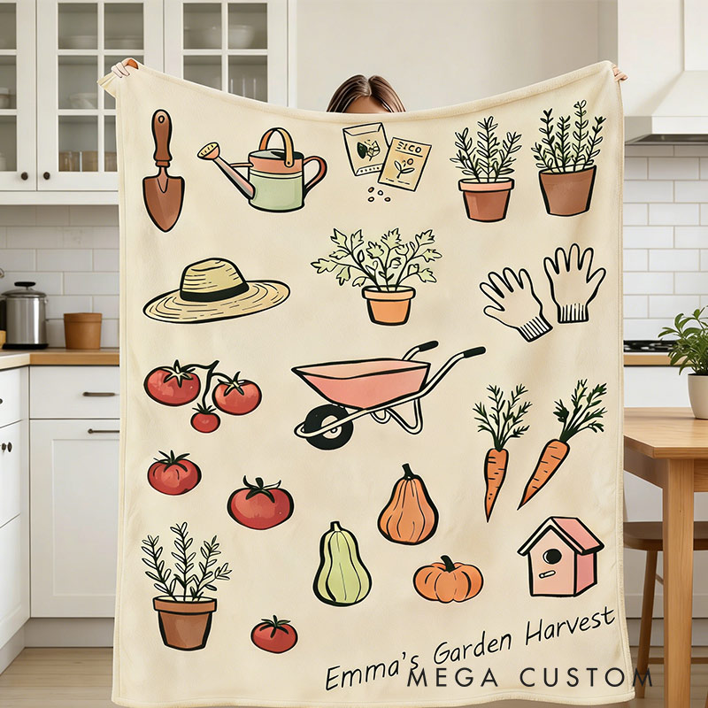 Personalized Garden Harvest Gardening Tools Blanket Garden Delight Blanket for Gardening Lovers