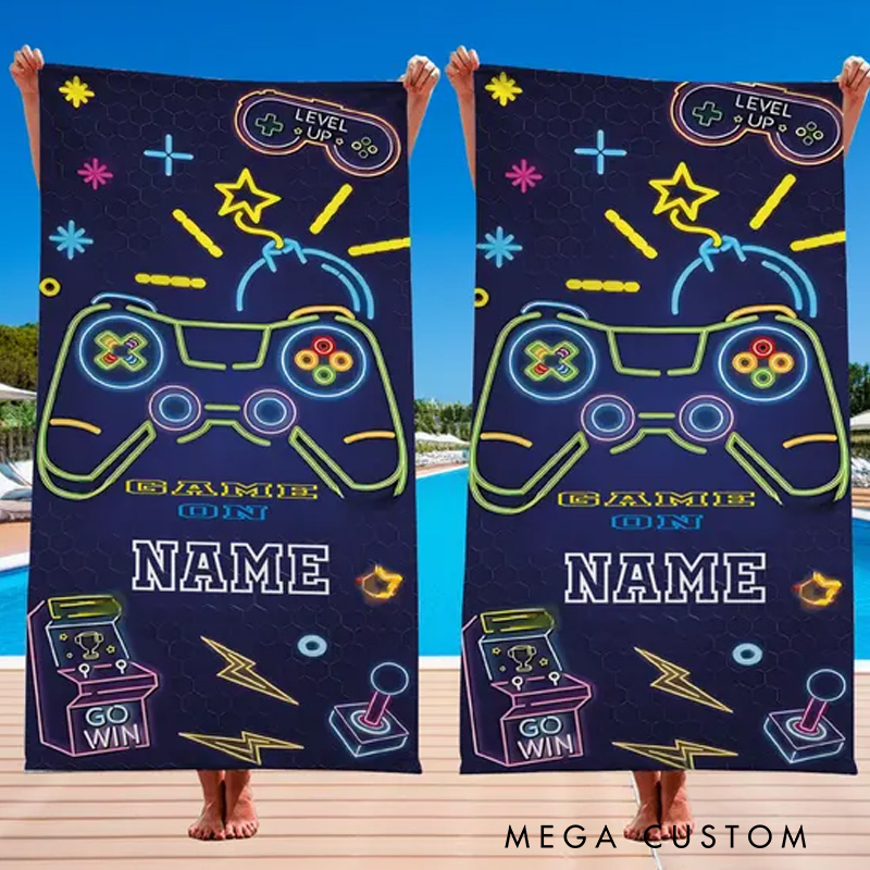 Personalized Game Console Beach Towel Custom Gamer Beach Towel Geek Game Lover
