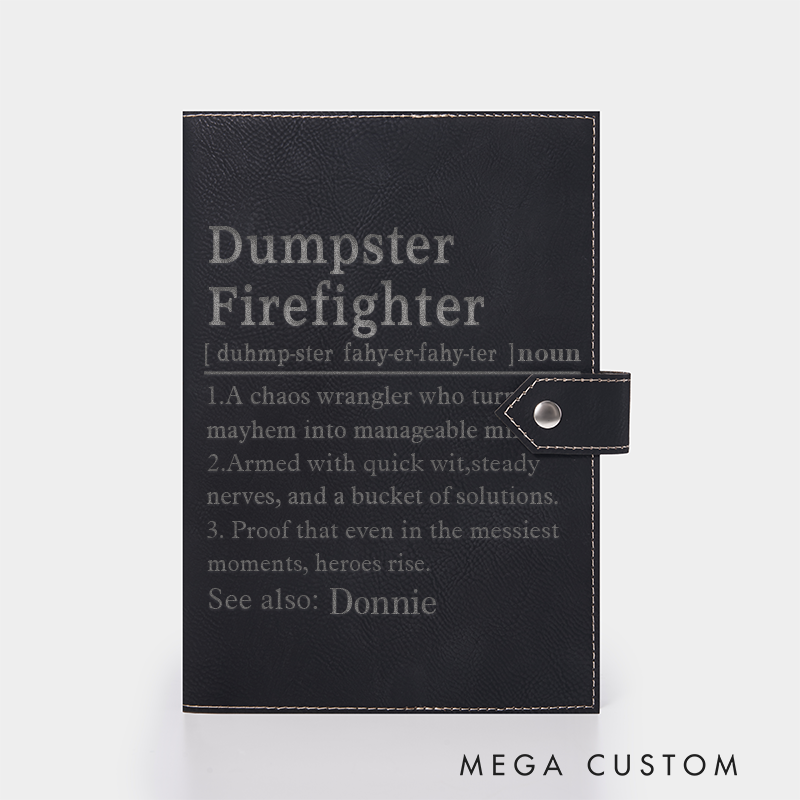 Personalized Firefighter Leather Journal Engraved Firefighter Notebook Custom Name Firefighter Notebook