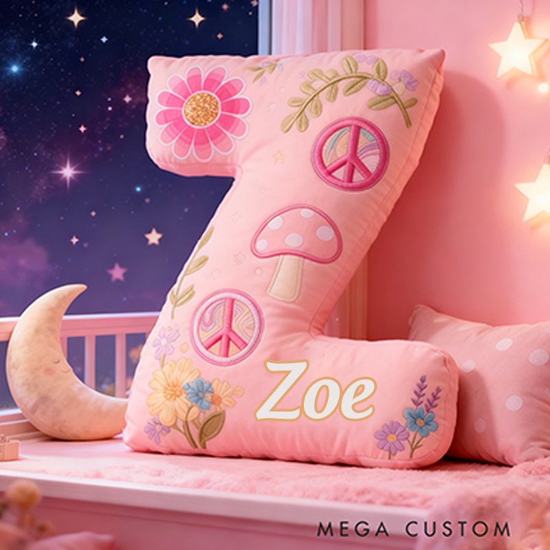 Personalized Colorful 26 Letters Cute Pillow Beautiful Hippie Letter Custom Hippie Pillow for Kids