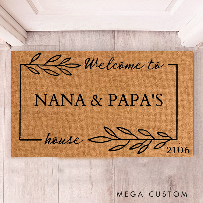 Personalized Welcome Doormat Custom Coir Mat with Name Indoor Outdoor Mat for Grandparent Housewarming New Home Gift 