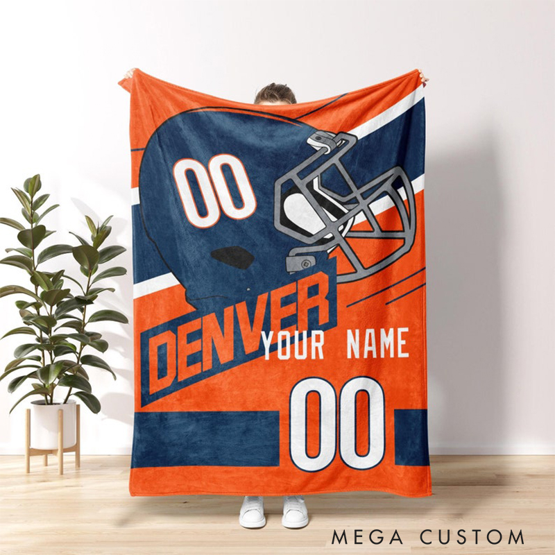 Personalized Game Day Blanket Unique Football Helmet and Number Graphic  