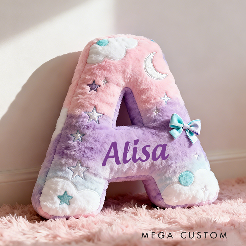 Personalized Colorful 26 Letters Cute Graphic 3D Print Christmas Gift Pillow Cute Magic Beautiful Letter Custom Pillow Gift for Kids