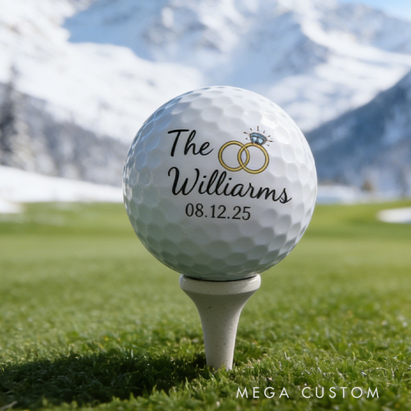 Personalized Wedding Golf Ball with Custom Names and Date for Golf Loving Newlyweds