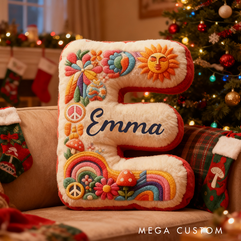 Personalized Colorful 26 Letters Cute Graphic 3D Print Christmas Gift Pillow Beautiful Hippie Letter Custom Hippie Throw Pillow for Kids