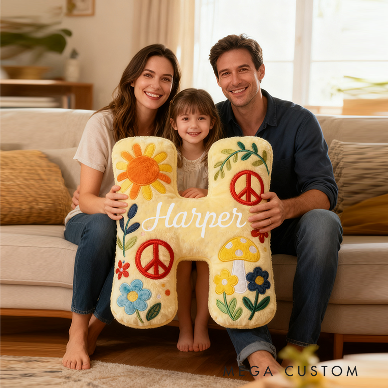 Personalized Colorful 26 Letters Cute Graphic 3D Print Pillow Beautiful Hippie Letter Custom Hippie Pillow for Kids
