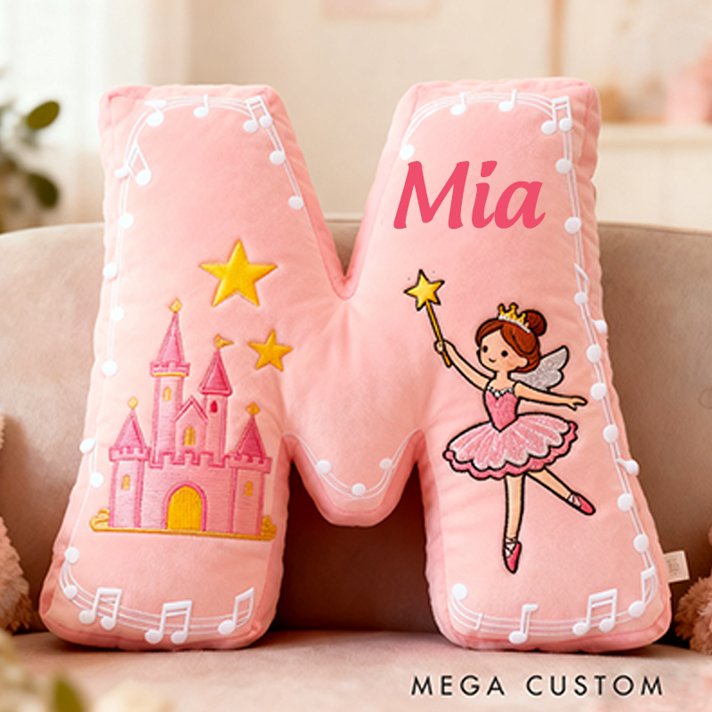 Personalized Colorful 26 Letter Castle Pattern Cute Graphic 3D Print Pillow Cute Magic Beautiful Letter Custom Pillow Gift for Kids