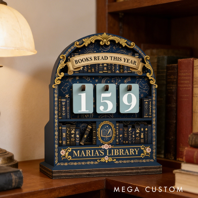 Personalized Books Read This Year Counter Vintage Book Read Tracker with Name Library Sign for Book Lover Bookish Librarian Reader Christmas Gift