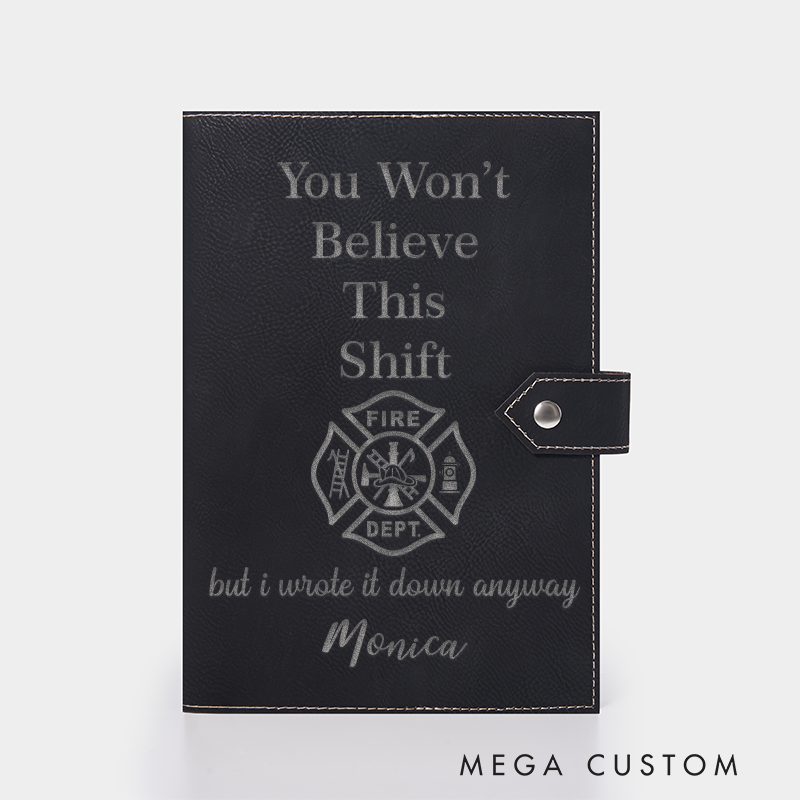 Personalized Firefighter Leather Journal Engraved Firefighter Notebook Custom Name Firefighter Notebook