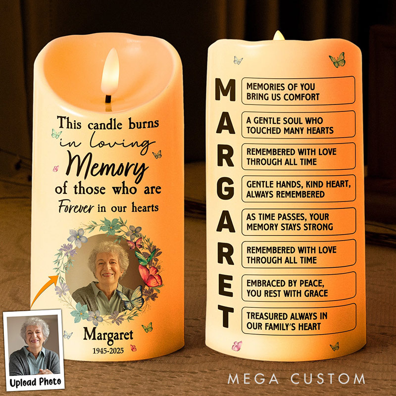 Personalized Photo LED Candle This Candle Burns In Loving Memory Memorial Candle Sympathy Gift for Loss of Loved One