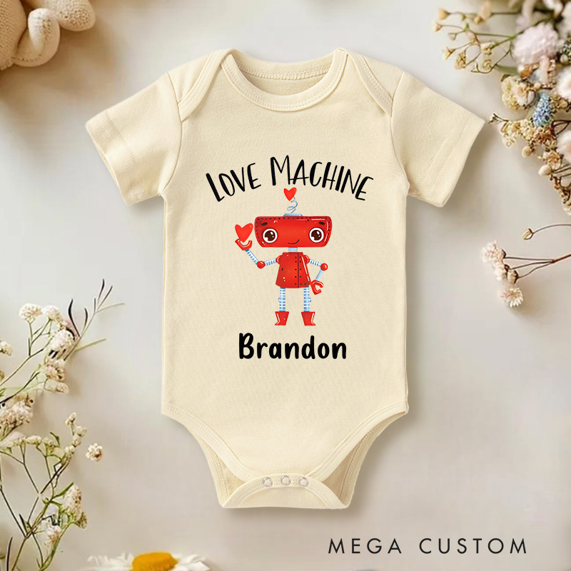 Personalized Love Machine Robot Baby Onesie Valentine's Baby Gift