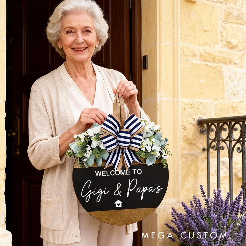 Personalized Front Door Decor Custom Gigi & Papa's Front Door Sign Wooden Door Sign Gift for Grandparents Personalized Grandparent Decor Gift