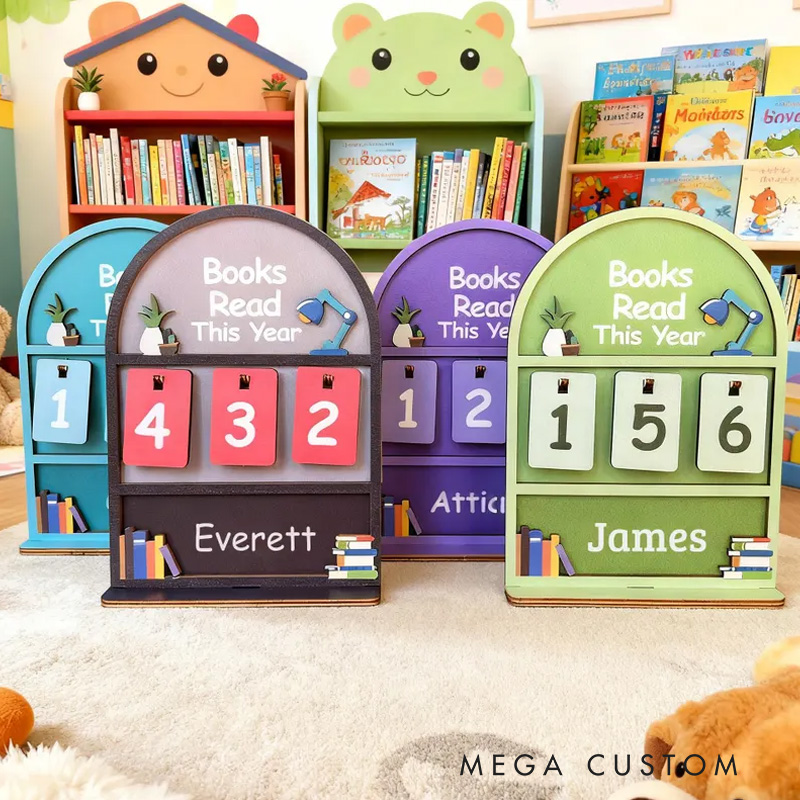 Personalized Books Read This Year Counter Wooden Books Tracker with Name Library Sign for Book Lover Bookish Librarian Reader Christmas Gift