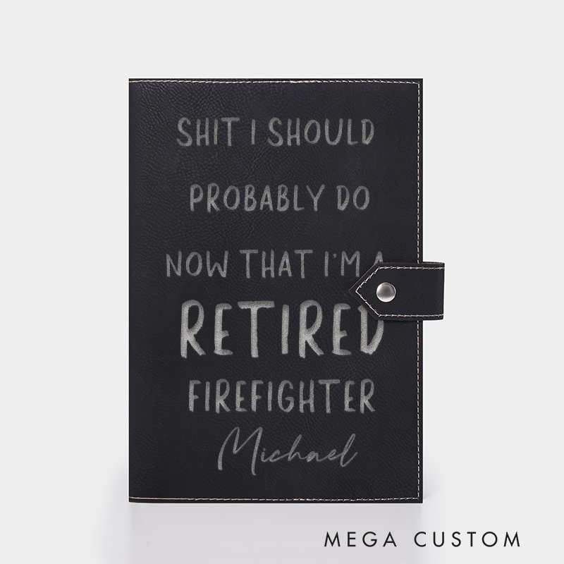 Personalized Firefighter Leather Journal Engraved Firefighter Notebook Custom Name Firefighter Notebook