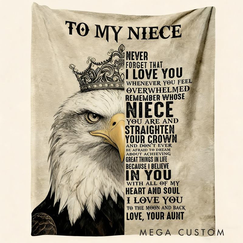 Personalized To My Niece Eagle Pattern Custom Quote Warm Cozy Throw Gift Blanket Blanket