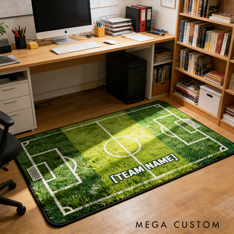 Personalized Soccer Field Rug with Custom Team Name for Kids' Rooms