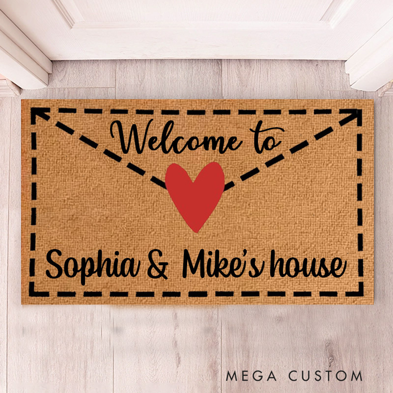 Personalized Valentine's Day Welcome Doormat Cute Love Letter Doormat Housewarming New Home Gift 