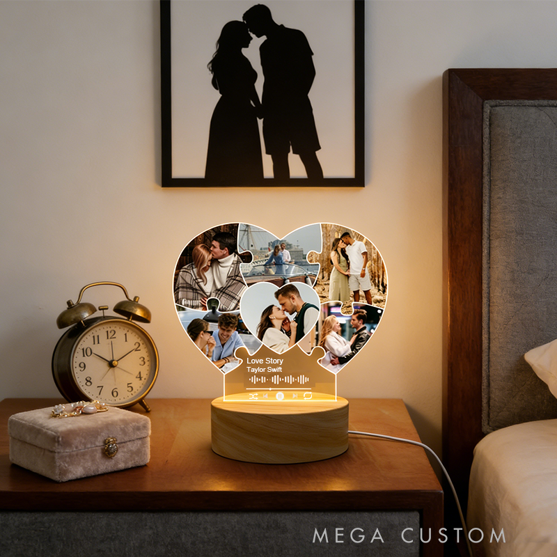 Personalized Photo Wedding LED LightCustom Gifts Engagement Gifts Newly Engaged Gifts Gift for Her Heart Lamp Anniversary Plaque