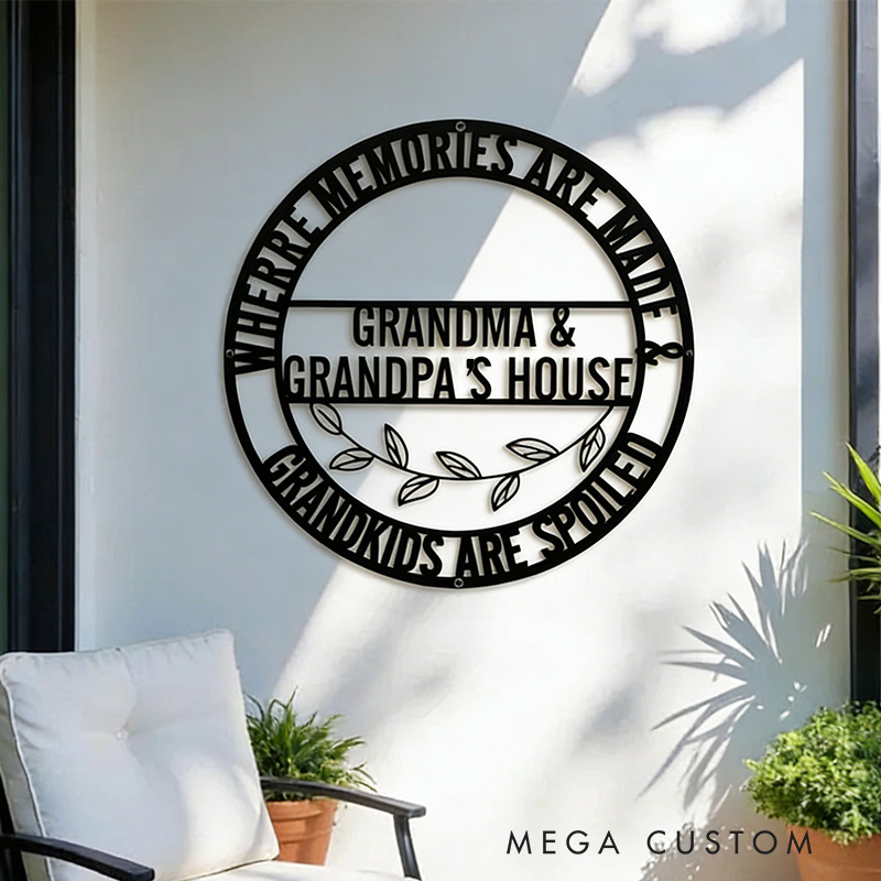 Personalized Metal Wall Sign Custom Gift for Grandparents Decorative Hanging Plaque for Grandma and Grandpa House Indoor Outdoor Home Decor Gift
