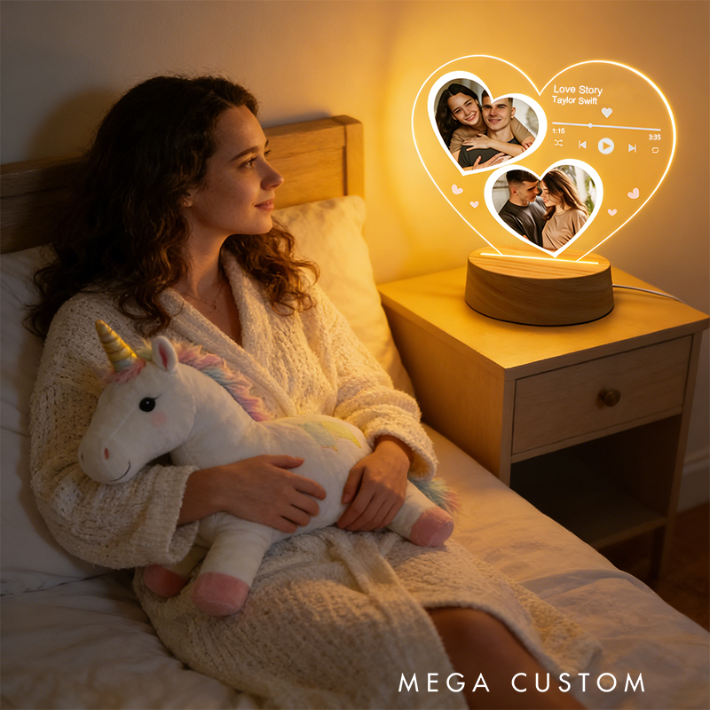 Personalized Romantic Heart Design Photo Nightlight Custom Valentine's Day Gift Best Gifts for Her Gift for Her Couple Anniversary Gift