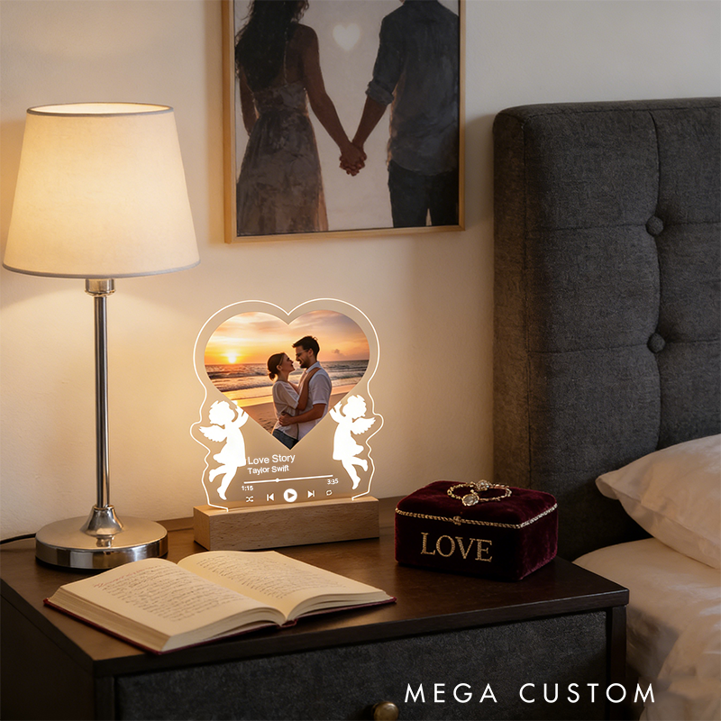 Personalized Gifts for Couple Custom Engagement Gifts for Couple Wedding Day Gifts Angel LED Lamp Anniversary Birthday Wedding Gifts