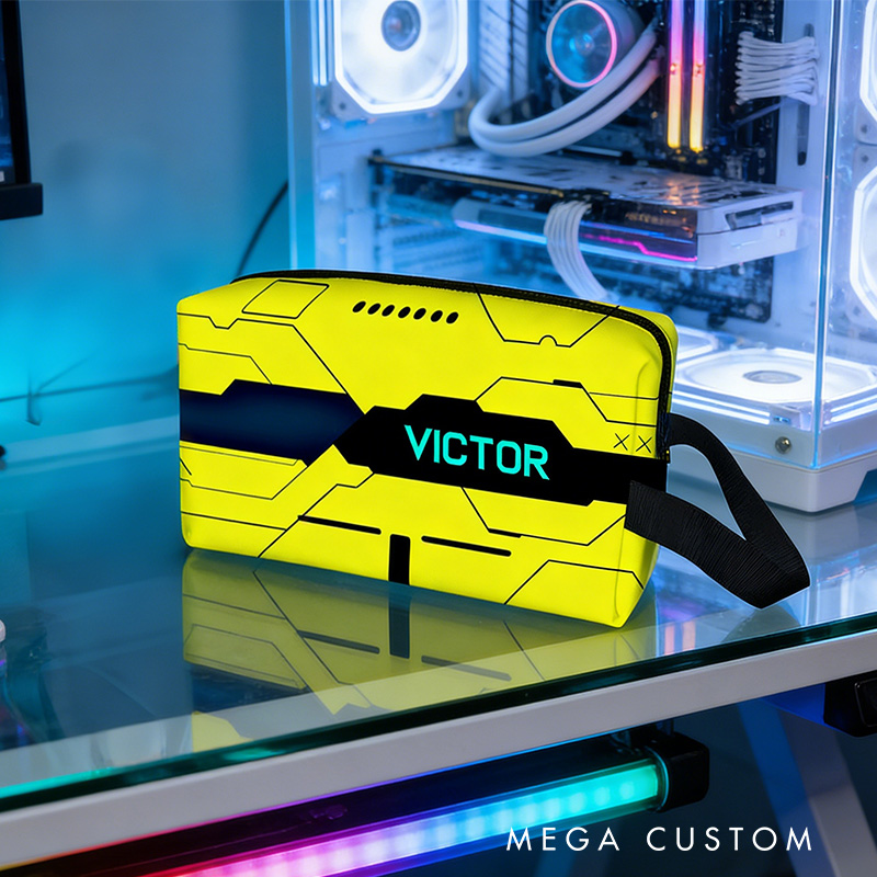 Personalized Cyberpunk Game Portable Toiletry Bag with Zipper and Handle Dopp Kit Travel Accessory Birthday Gift for Game Lover Kids
