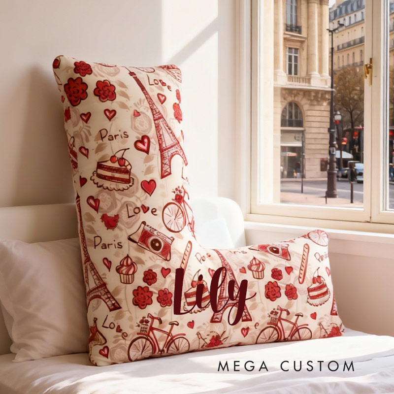 Personalized Parisian Love Affair Monogram Pillow Eiffel Tower Valentine's Day for Travel Lovers