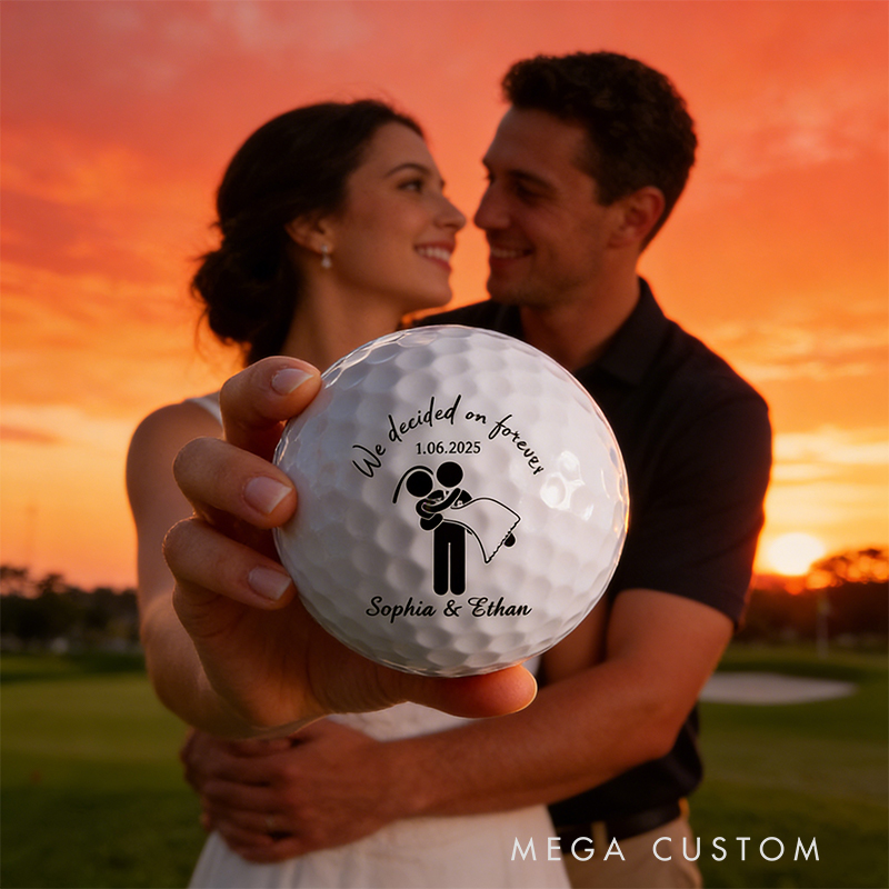 Personalized Wedding Golf Ball with "Forever" Design and Custom Details for Newlyweds Weddings Gifts
